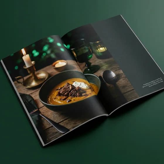 Winter dish — roasted pumpkin soup and braised short rib